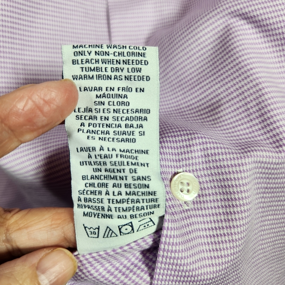 Duchamp Lavender Men's XL 17 1/2 44 Long Sleeve Button Down Shirt Flip Cuff - Picture 12 of 12